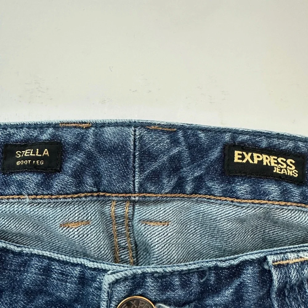 Express Stella Bootleg Jeans Size 12 Dark Wash Embroidered Bootcut‎ Denim 21224